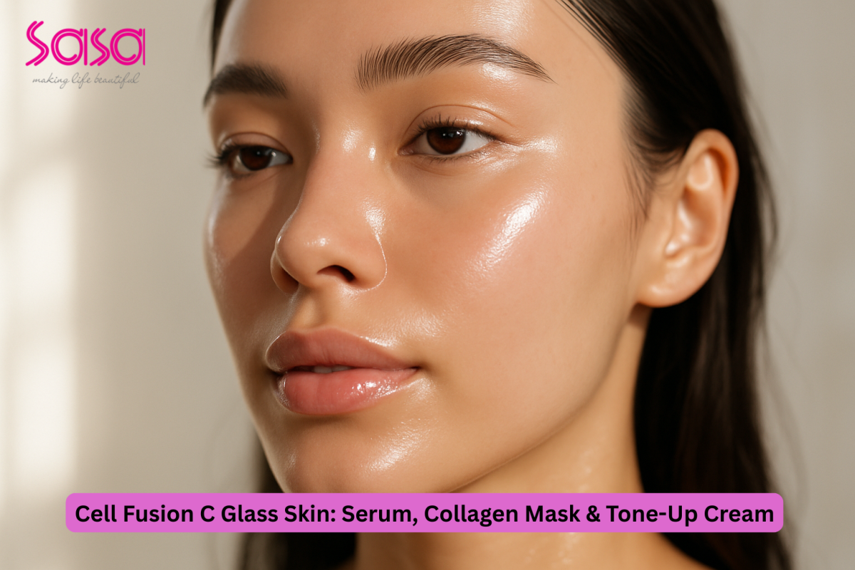 Cell Fusion C Glass Skin: Serum, Collagen Mask & Tone-Up Cream