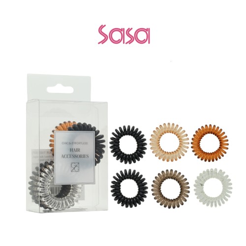 TRACELESS SPIRAL HAIR TIES 6PC (MIX)