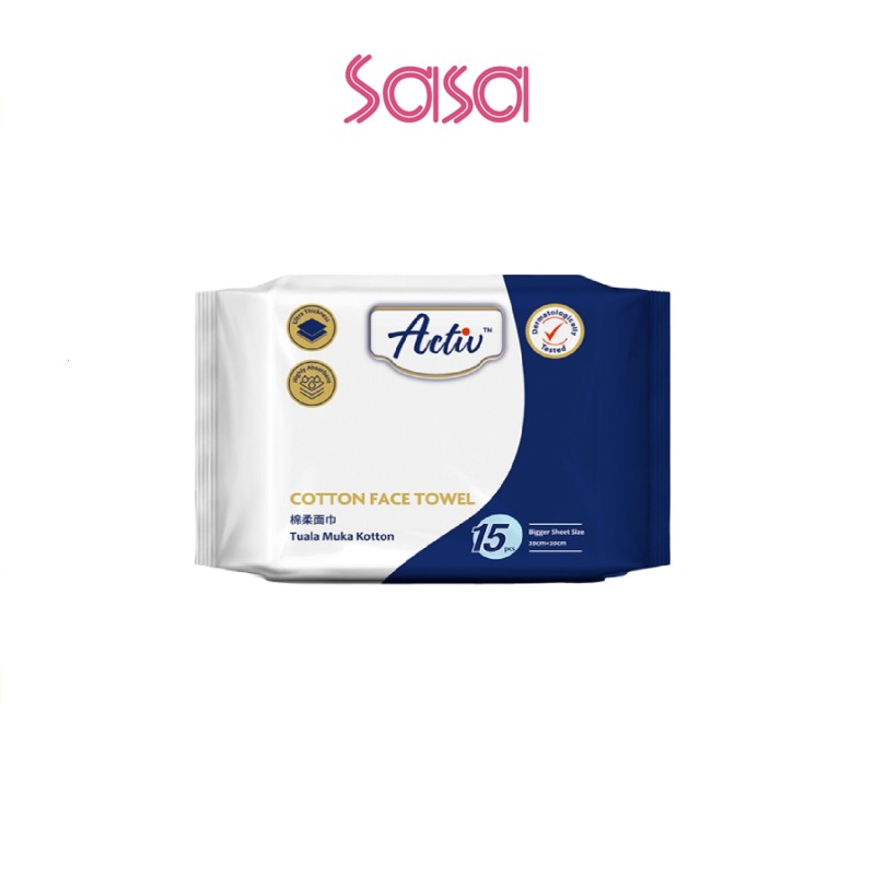 ACTIV COTTON FACE TOWEL 15'S