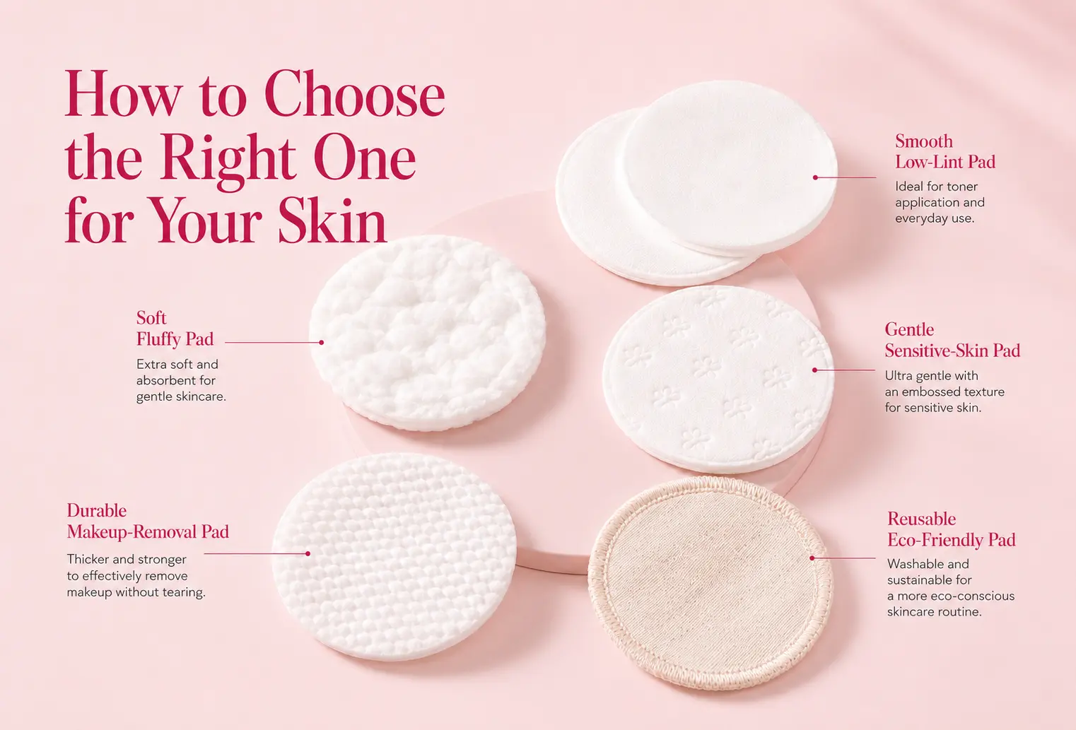 Different cotton pads suitable for different skin types
