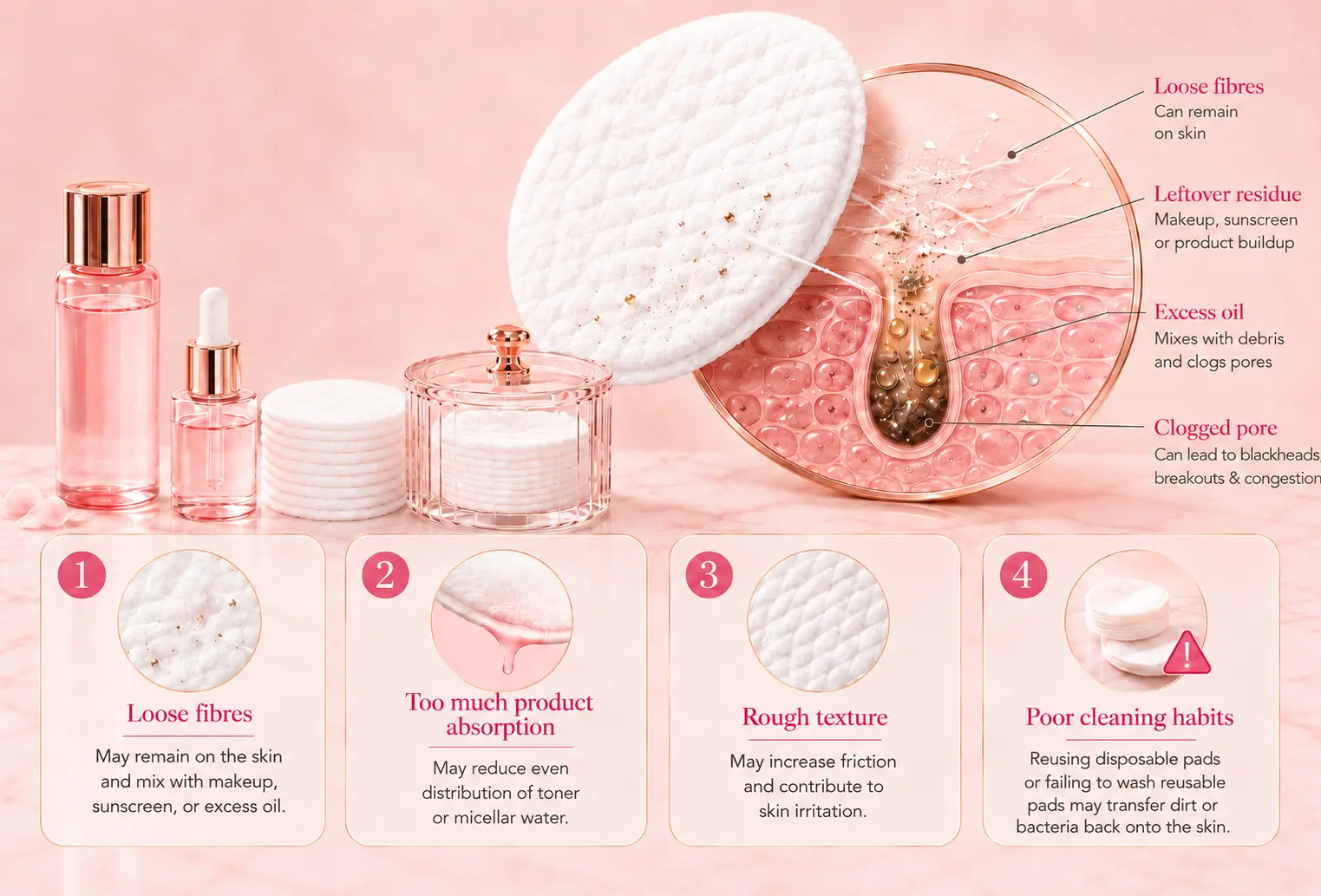 How cotton pad fibres and texture affect skin