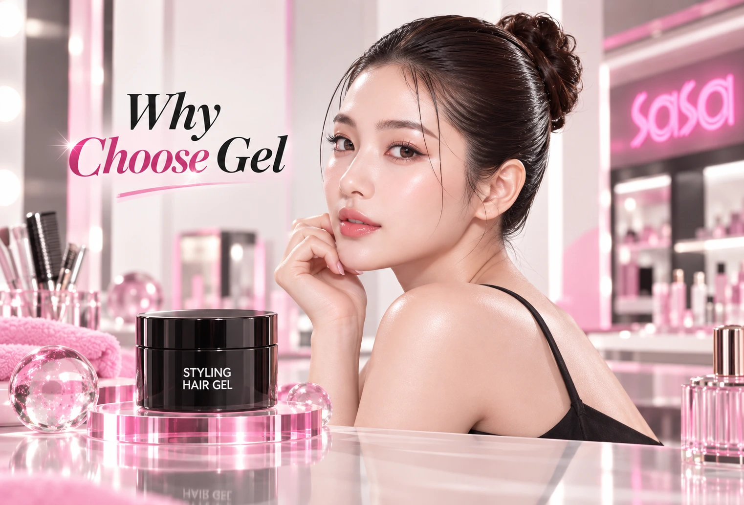 Hair gel provides strong hold for structured hairstyles and frizz control