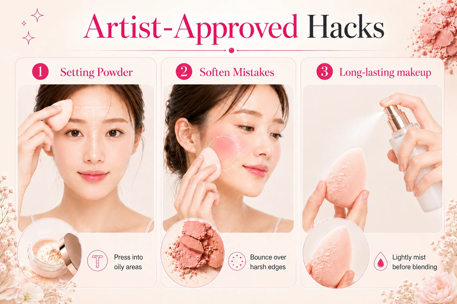 Artist-approved makeup sponge hacks for setting powder, softening mistakes and longer