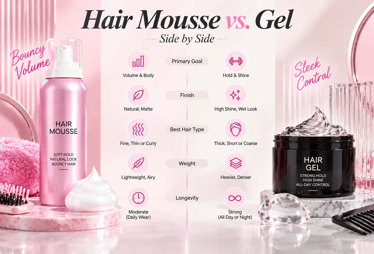 Mousse vs gel comparison for curly hair and wavy hair styling