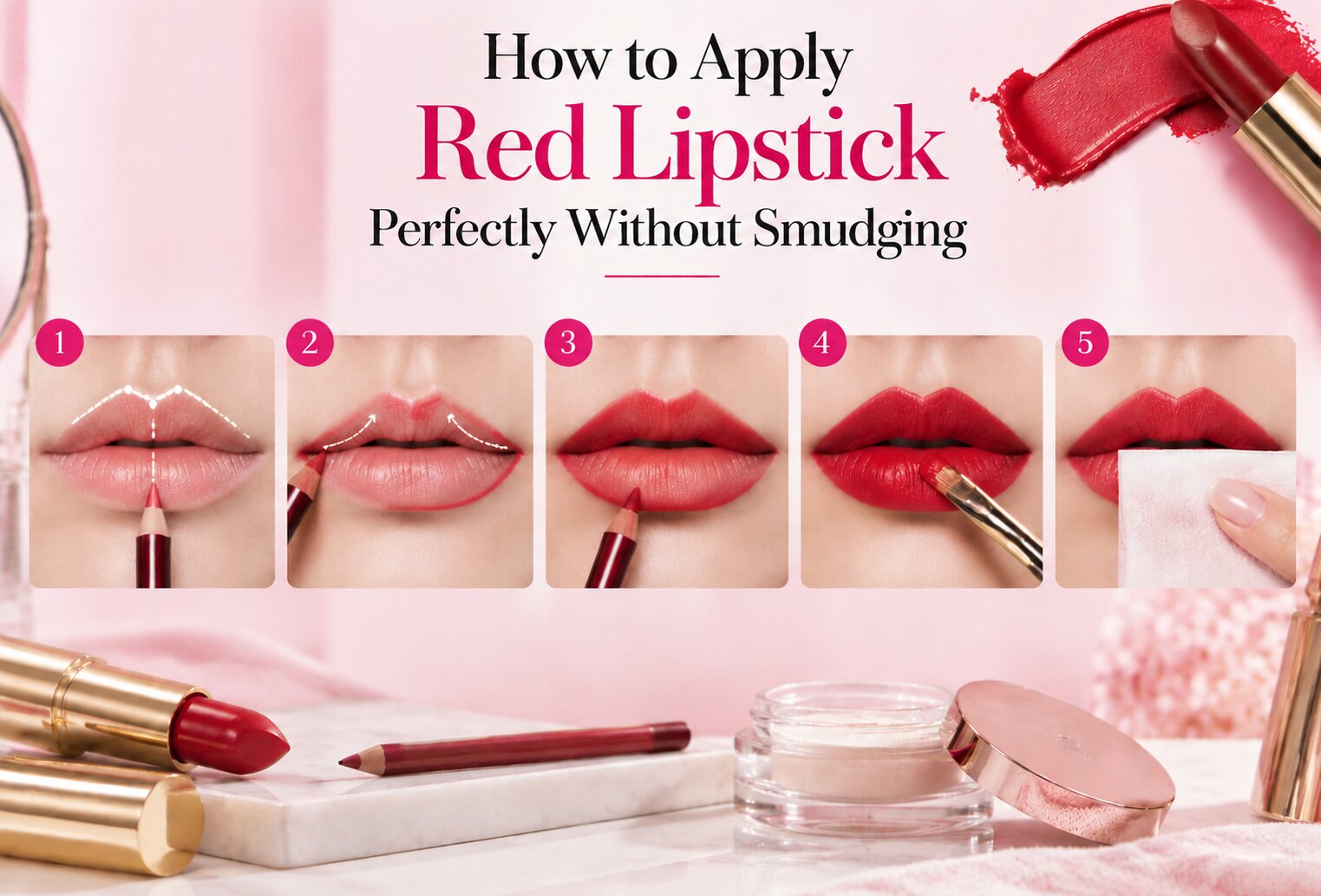 Step by step guide on how to apply red lipstick perfectly without smudging
